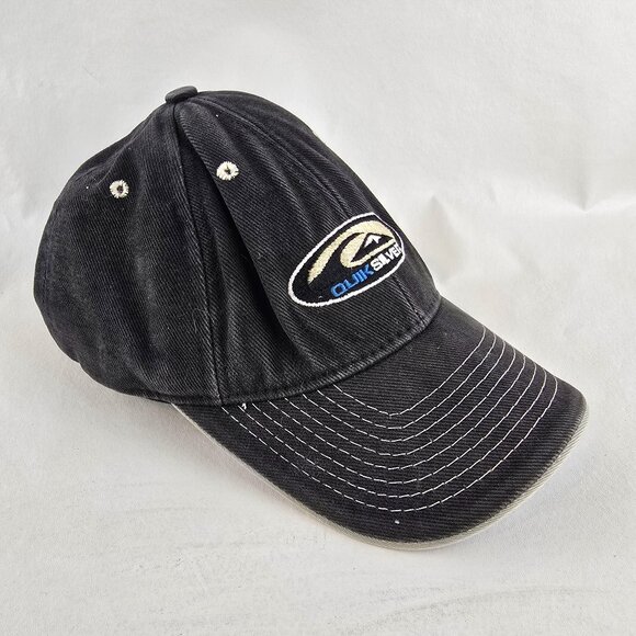 Vintage Quiksilver Essentials Black Mens Adjustable Snapback Hat Cap Made In USA - Picture 1 of 11